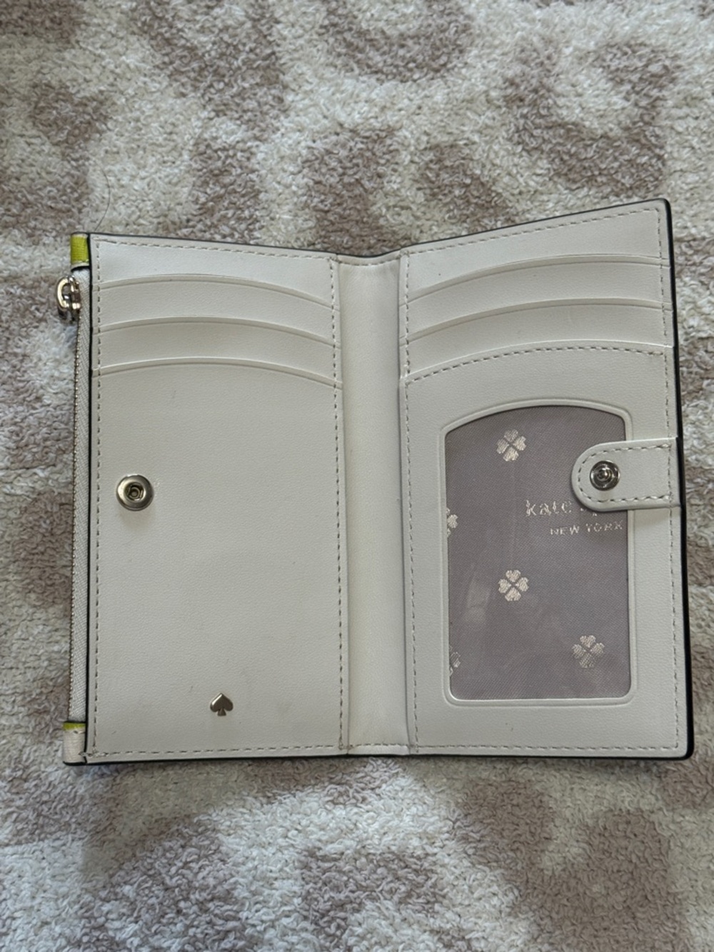 kate spade Striped Zip Card Wallet in Cream, Green, Blue & Pink - Picture 2 of 2
